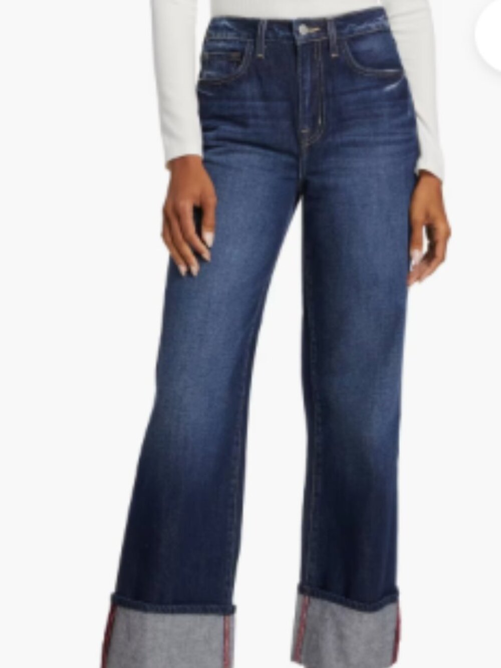 L'Agence Miley Wide Leg Cuffed Jeans